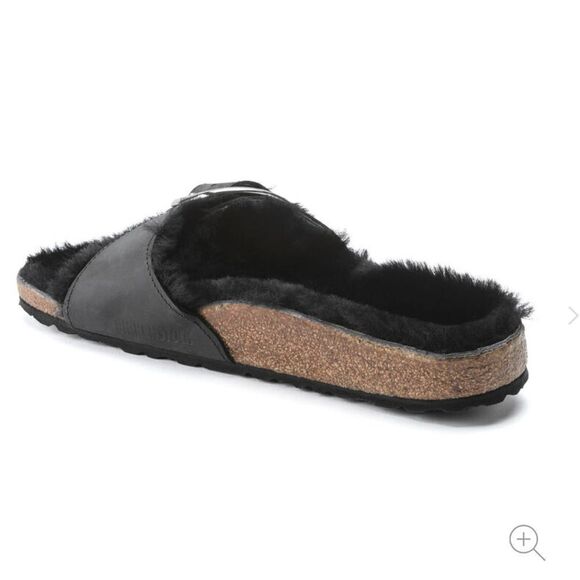 Birkenstock Madrid‎ Big Buckle Shearling Black 36 US 5 NWT IN BOX - Picture 9 of 15